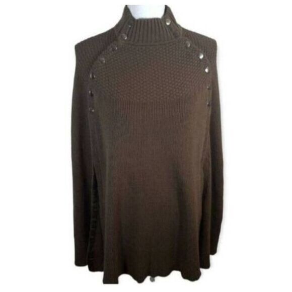 G.I.L.I. ARMY GREEN SWEATER CAPE W/BUTTONS SZ.XS/S EUC. - Picture 2 of 9